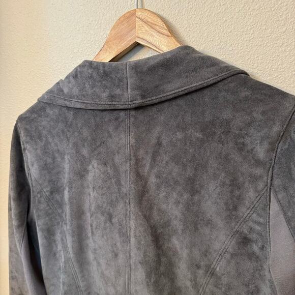 BLANK NYC Legendary Faux Suede Motto Jacket Gray Women's size Medium Biker - Picture 10 of 14